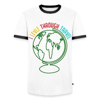 Travel Travel Air Travel Holiday Excursion - Men's Ringer Shirt - white/black - Front - AI Model Female 172 light (172cm) & AI Model Male 178 dark (178cm)