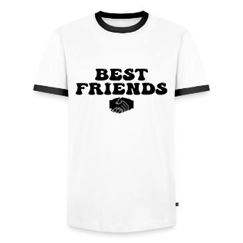 Beste Freunde - Männer Kontrast-T-Shirt - Weiß/Schwarz - Vorne - AI Model Female 172 light (172cm) & AI Model Male 178 dark (178cm)