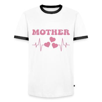 Les battements de cœur de la mère - T-shirt contrasté Homme - blanc/noir - Devant - AI Model Female 172 light (172cm) & AI Model Male 178 dark (178cm)