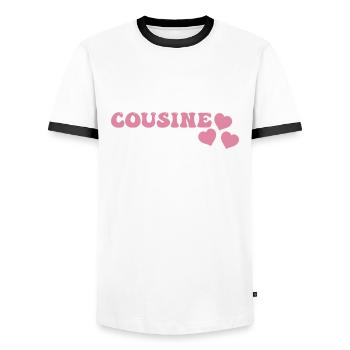 Cousin - T-shirt contrasté Homme - blanc/noir - Devant - AI Model Female 172 light (172cm) & AI Model Male 178 dark (178cm)