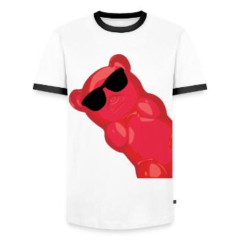 Gummy bears with sunglasses - Men's Ringer Shirt - white/black - Front - AI Model Female 172 light (172cm) & AI Model Male 178 dark (178cm)