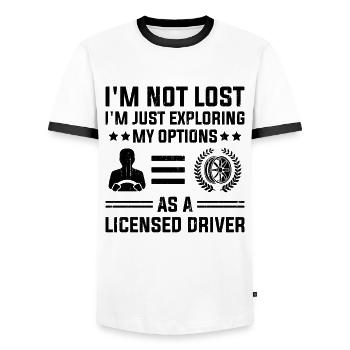 Driving License Passed New Driver Permit Driving S - Men's Ringer Shirt - white/black - Front - AI Model Female 172 light (172cm) & AI Model Male 178 dark (178cm)