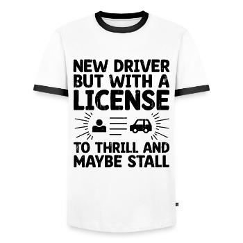 Driving License Passed New Driver Permit Driving S - Men's Ringer Shirt - white/black - Front - AI Model Female 172 light (172cm) & AI Model Male 178 dark (178cm)