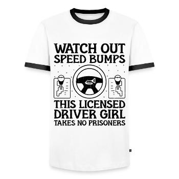 Driving License Passed New Driver Permit Driving S - Men's Ringer Shirt - white/black - Front - AI Model Female 172 light (172cm) & AI Model Male 178 dark (178cm)