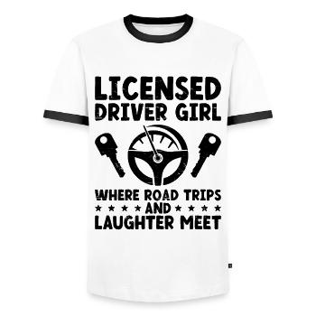 Permis de conduire passé Nouveau permis de conduire S - T-shirt contrasté Homme - blanc/noir - Devant - AI Model Female 172 light (172cm) & AI Model Male 178 dark (178cm)
