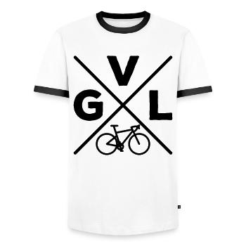 GVL Gravel Bike Fahrrad Radfahrer Radfahrerin - Männer Kontrast-T-Shirt - Weiß/Schwarz - Vorne - AI Model Female 172 light (172cm) & AI Model Male 178 dark (178cm)