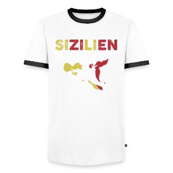 Sizilianer Sizilianisch Sizilien - Männer Kontrast-T-Shirt - Weiß/Schwarz - Vorne - AI Model Female 172 light (172cm) & AI Model Male 178 dark (178cm)