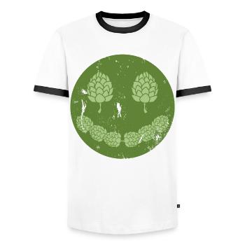Beer Smile Beer Brewer Hops - Men's Ringer Shirt - white/black - Front - AI Model Female 172 light (172cm) & AI Model Male 178 dark (178cm)