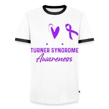 Mois de la sensibilisation au syndrome de Turner de Peace Love Cure - T-shirt contrasté Homme - blanc/noir - Devant - AI Model Female 172 light (172cm) & AI Model Male 178 dark (178cm)