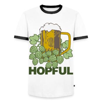 Hops Beer Saying Brewery Hobby Brewer - Men's Ringer Shirt - white/black - Front - AI Model Female 172 light (172cm) & AI Model Male 178 dark (178cm)