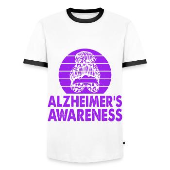 Support Squad Alzheimer's Awareness Month Purple - Men's Ringer Shirt - white/black - Front - AI Model Female 172 light (172cm) & AI Model Male 178 dark (178cm)
