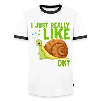 Snail lovers as well as snail owners, sluggish - Men's Ringer Shirt - white/black - Front - AI Model Female 172 light (172cm) & AI Model Male 178 dark (178cm)