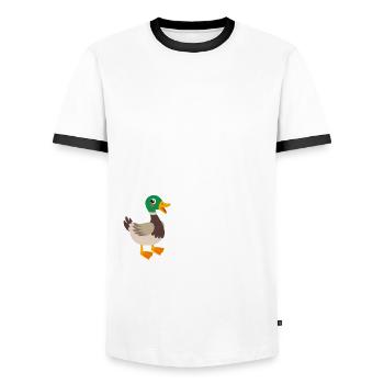 Entenliebhaber Tiermotiv Ente - Männer Kontrast-T-Shirt - Weiß/Schwarz - Vorne - AI Model Female 172 light (172cm) & AI Model Male 178 dark (178cm)