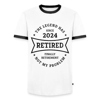 Retirement 2024: Finally retirement gift for pensioners - Men's Ringer Shirt - white/black - Front - AI Model Female 172 light (172cm) & AI Model Male 178 dark (178cm)