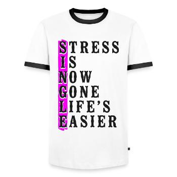 Le stress de la fête de divorce heureuse est maintenant - T-shirt contrasté Homme - blanc/noir - Devant - AI Model Female 172 light (172cm) & AI Model Male 178 dark (178cm)