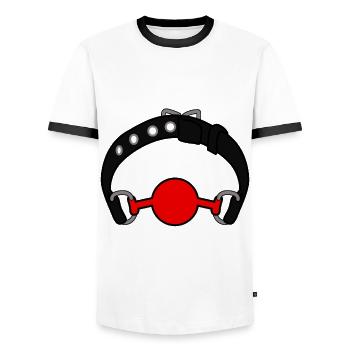 Blague BDSM - T-shirt contrasté Homme - blanc/noir - Devant - AI Model Female 172 light (172cm) & AI Model Male 178 dark (178cm)