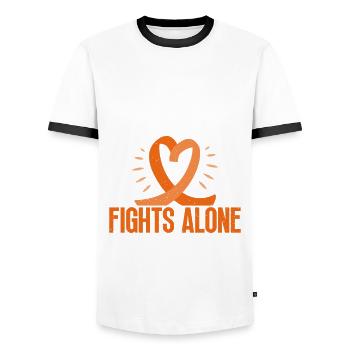 Ahdh consciousness In this family, no one fights - Men's Ringer Shirt - white/black - Front - AI Model Female 172 light (172cm) & AI Model Male 178 dark (178cm)