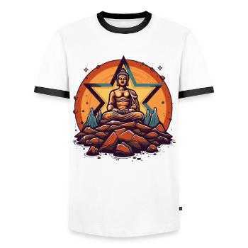 Buddha Star - Men's Ringer Shirt - white/black - Front - AI Model Female 172 light (172cm) & AI Model Male 178 dark (178cm)