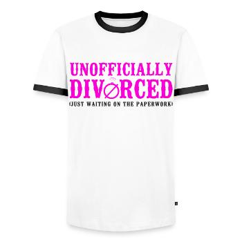 Happy Divorce Party officieusement - T-shirt contrasté Homme - blanc/noir - Devant - AI Model Female 172 light (172cm) & AI Model Male 178 dark (178cm)