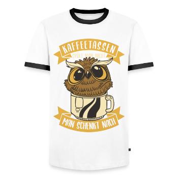 Coffee saying for work colleagues - Men's Ringer Shirt - white/black - Front - AI Model Female 172 light (172cm) & AI Model Male 178 dark (178cm)