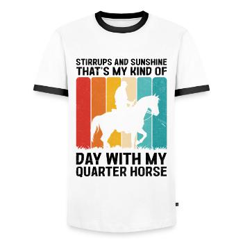 American Quarter Horse Reitpferd Liebhaber Hors - Männer Kontrast-T-Shirt - Weiß/Schwarz - Vorne - AI Model Female 172 light (172cm) & AI Model Male 178 dark (178cm)
