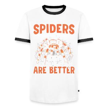 Tarantulas are better tarantula owners - Men's Ringer Shirt - white/black - Front - AI Model Female 172 light (172cm) & AI Model Male 178 dark (178cm)