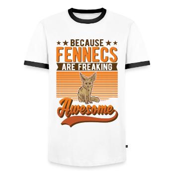 Because Fennecs are freaking awesome Fennek - Men's Ringer Shirt - white/black - Front - AI Model Female 172 light (172cm) & AI Model Male 178 dark (178cm)