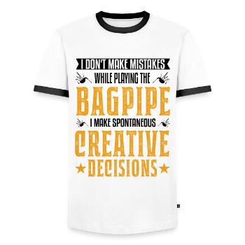 Bagpipes: Creative Choices - Men's Ringer Shirt - white/black - Front - AI Model Female 172 light (172cm) & AI Model Male 178 dark (178cm)