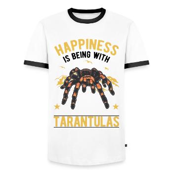 Happiness is being with Tarantulas Tarantel - Männer Kontrast-T-Shirt - Weiß/Schwarz - Vorne - AI Model Female 172 light (172cm) & AI Model Male 178 dark (178cm)
