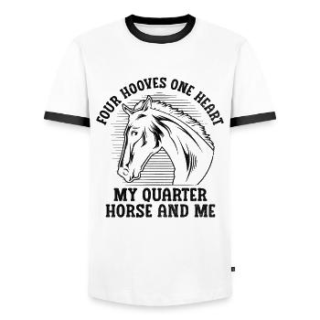 American Quarter Horse Equestrian Horse Lover Hors - Men's Ringer Shirt - white/black - Front - AI Model Female 172 light (172cm) & AI Model Male 178 dark (178cm)