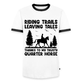 American Quarter Horse Equestrian Horse Lover Hors - Men's Ringer Shirt - white/black - Front - AI Model Female 172 light (172cm) & AI Model Male 178 dark (178cm)
