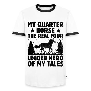 American Quarter Horse Equestrian Horse Lover Hors - Men's Ringer Shirt - white/black - Front - AI Model Female 172 light (172cm) & AI Model Male 178 dark (178cm)