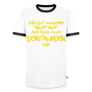 Dortmunder Spruch Dortmund - Männer Kontrast-T-Shirt - Weiß/Schwarz - Vorne - AI Model Female 172 light (172cm) & AI Model Male 178 dark (178cm)