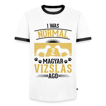 Magyar Vizsla Gift Wirehaired Vizsla - Men's Ringer Shirt - white/black - Front - AI Model Female 172 light (172cm) & AI Model Male 178 dark (178cm)