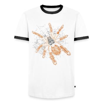 Retro Tarantula Owner Pet Spider - Men's Ringer Shirt - white/black - Front - AI Model Female 172 light (172cm) & AI Model Male 178 dark (178cm)