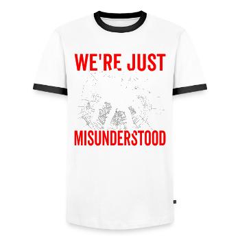 Misunderstood cuddly tarantula owners - Men's Ringer Shirt - white/black - Front - AI Model Female 172 light (172cm) & AI Model Male 178 dark (178cm)