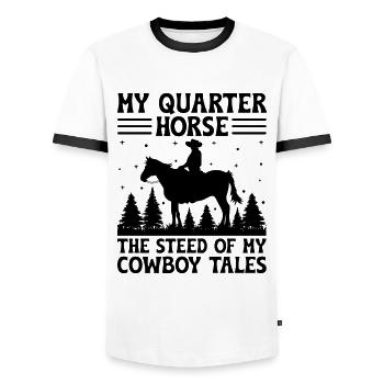 American Quarter Horse Reitpferd Liebhaber Hors - Männer Kontrast-T-Shirt - Weiß/Schwarz - Vorne - AI Model Female 172 light (172cm) & AI Model Male 178 dark (178cm)