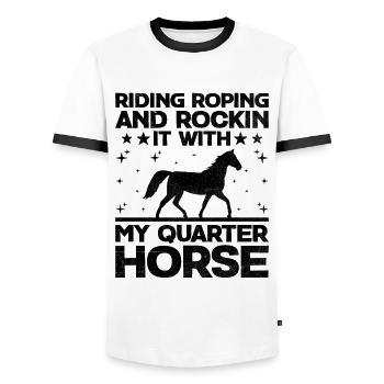 American Quarter Horse Equestrian Horse Lover Hors - T-shirt contrasté Homme - blanc/noir - Devant - AI Model Female 172 light (172cm) & AI Model Male 178 dark (178cm)