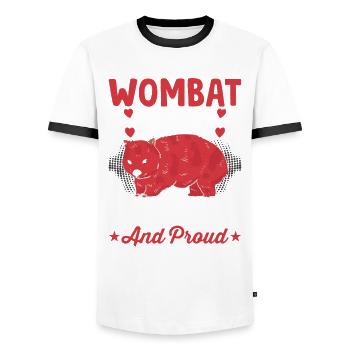 Wombat Love Australian Animals Owner - Men's Ringer Shirt - white/black - Front - AI Model Female 172 light (172cm) & AI Model Male 178 dark (178cm)