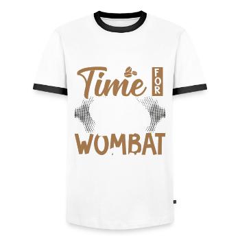 Time for wombat and coffee Australian animals - Men's Ringer Shirt - white/black - Front - AI Model Female 172 light (172cm) & AI Model Male 178 dark (178cm)