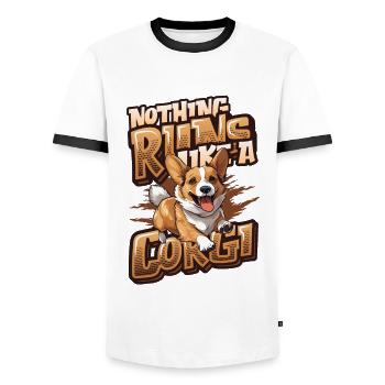 Nothing runs like a corgi - Men's Ringer Shirt - white/black - Front - AI Model Female 172 light (172cm) & AI Model Male 178 dark (178cm)