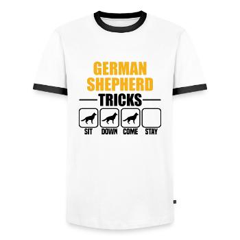 German Shepherd Tricks - Men's Ringer Shirt - white/black - Front - AI Model Female 172 light (172cm) & AI Model Male 178 dark (178cm)