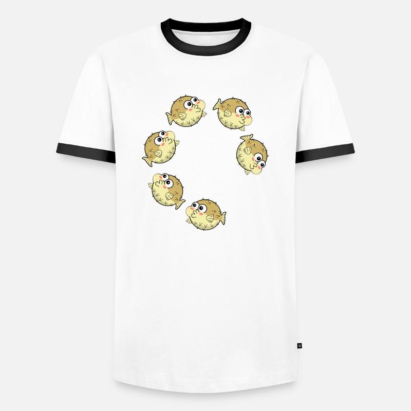 Bufferring Pufferfish - Männer Kontrast-T-Shirt - Weiß/Schwarz