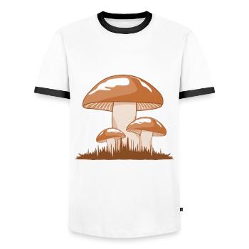 Pilzsammler im Einsatz Pilze Pilz - Männer Kontrast-T-Shirt - Weiß/Schwarz - Vorne - AI Model Female 172 light (172cm) & AI Model Male 178 dark (178cm)