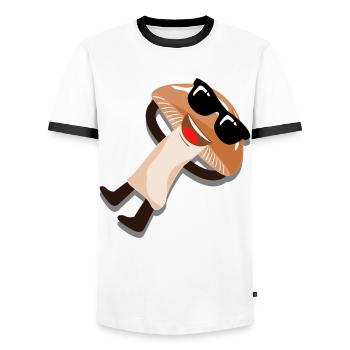Pilz mit Sonnenbrille Pilzsammler Pilze - Männer Kontrast-T-Shirt - Weiß/Schwarz - Vorne - AI Model Female 172 light (172cm) & AI Model Male 178 dark (178cm)
