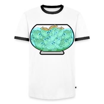 Puffer Fish Aquarium Puffer Fish - T-shirt contrasté Homme - blanc/noir - Devant - AI Model Female 172 light (172cm) & AI Model Male 178 dark (178cm)