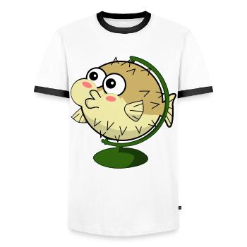 Drôle de poisson-globe - T-shirt contrasté Homme - blanc/noir - Devant - AI Model Female 172 light (172cm) & AI Model Male 178 dark (178cm)