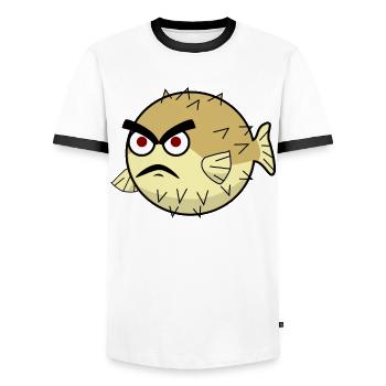 Poisson-globe maléfique - T-shirt contrasté Homme - blanc/noir - Devant - AI Model Female 172 light (172cm) & AI Model Male 178 dark (178cm)