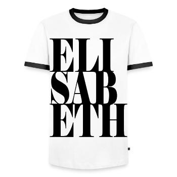 Elisabeth Nom Prénom Police moderne Word Art - T-shirt contrasté Homme - blanc/noir - Devant - AI Model Female 172 light (172cm) & AI Model Male 178 dark (178cm)