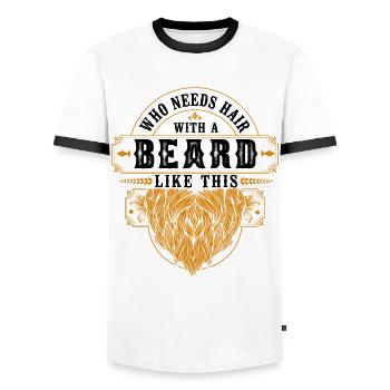 Beard Lover Bearded Man Ginger - Men's Ringer Shirt - white/black - Front - AI Model Female 172 light (172cm) & AI Model Male 178 dark (178cm)